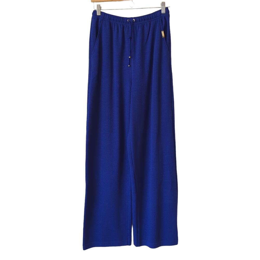 St. John Sport by Marie Gray Santana Knit Pants Royal Blue Womens Small Wide EUC